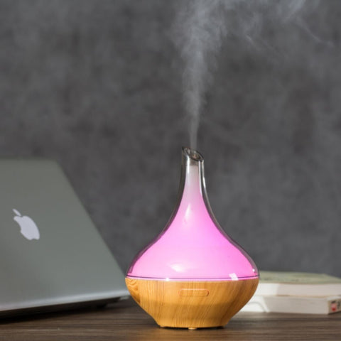 Light Walnut 200Ml Aroma Diffuser With 7 Led Lights And Uk Plug Adaptor For A Natural Vibe | YD-037
