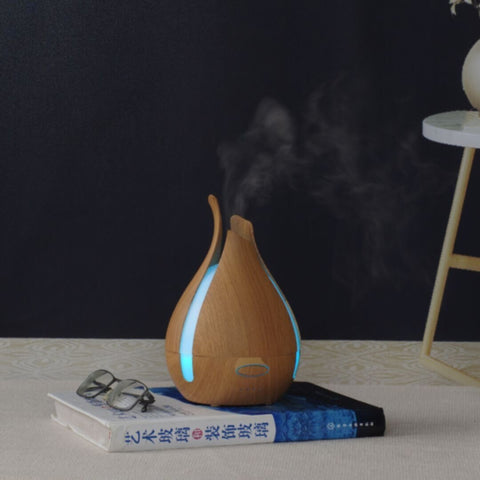 Light Walnut 200Ml Aroma Diffuser With 7 Led Lights And Uk Plug Adaptor For A Warm Aesthetic | YD-039