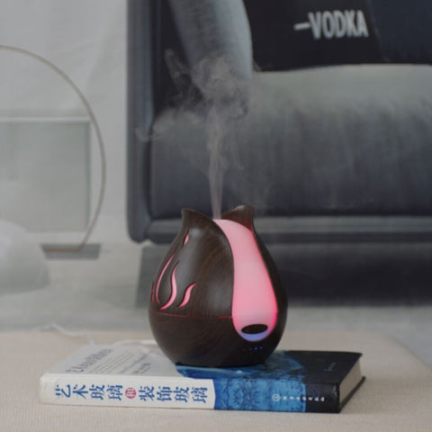 Dark Walnut 200Ml Aroma Diffuser With 7 Led Lights And Uk Plug Adaptor For A Refined Touch | YD-041