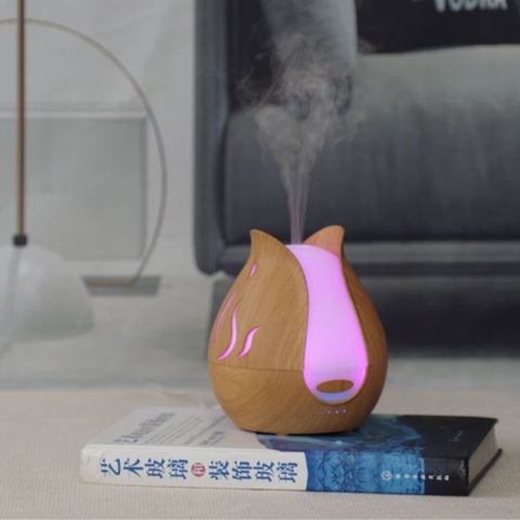 Light Walnut 200Ml Aroma Diffuser With 7 Led Lights And Uk Plug Adaptor For A Cozy Feel | YD-041