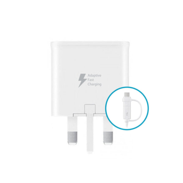 HEATZ | Single Port Home Charger With Micro Usb Cable+Type C Cable - Fast Charging Adapter White | ZA217
