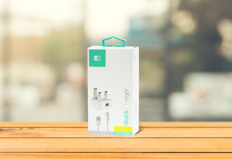 HEATZ | Single Port Fast Home Charger With Lightning Cable(2.2A) White | ZA512