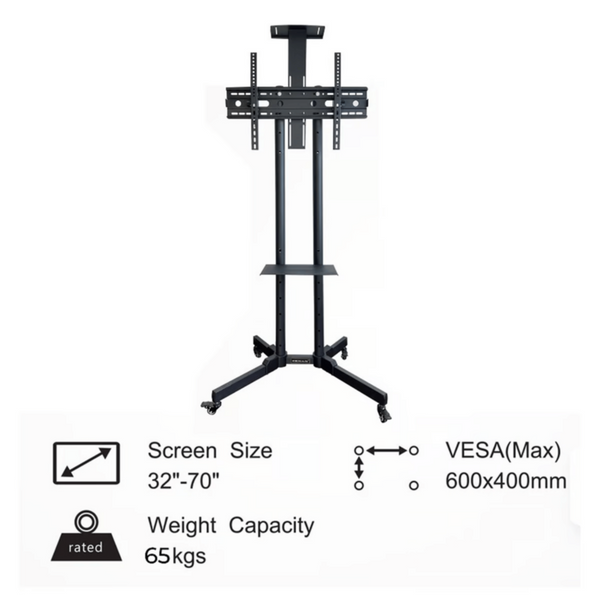 ZENAN | Tv Stand with Castor Wheel Black For Size 32"-70" inch 65kg | ZTS-CD800S