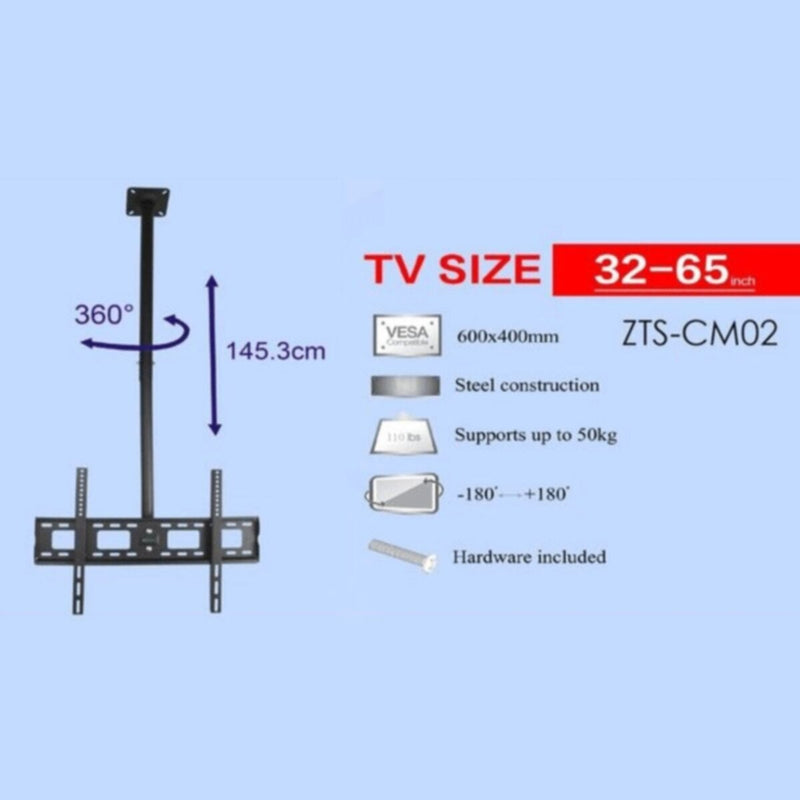 ZENAN | TV Ceiling Mount Black For 32