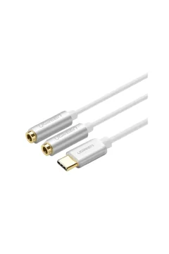 يوجرين | USB Type C Male to 3.5mm 2 Female Audio Cable 25cm فضي | 1210308