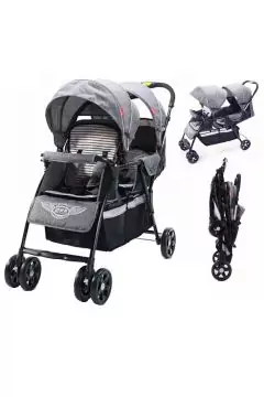 T2 Babys Back to Front Twins Bay Stroller Grey | 130