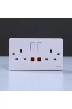 MILANO | 13A Double Switched Socket With Neon, Whit | 210800600003