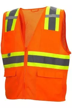 PYRAMEX | Hi-Viz All Mesh Safety Vest with Contrasting Reflective Tape | Orange | RVZ2320