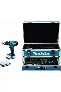 MAKITA | 18V Lithium-Ion G-series 13mm Cordless Percussion Driver Drill with 70pcs Accessory Set in Aluminium Case | HP488DAEX2