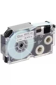 CASIO | Label Printer Tape Black and White 12mm | XR-12WE1-W-DJ1