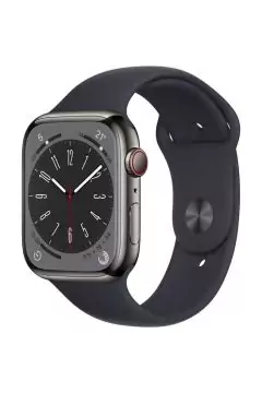 APPLE | Watch Series 8 GPS + Cellular 45mm Graphite Stainless Steel Case with Midnight Sport Band - Regular | MNKU3AE/A