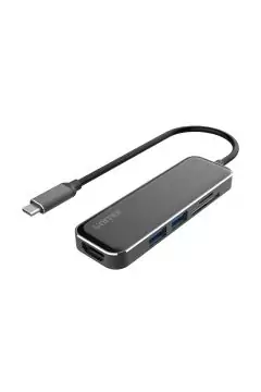 UNITEK |  5-in-1 USB3.1 Gen1 Type-C Hub (2*USB-A + HDMI + Card Reader), Space Grey+Black | D1036A