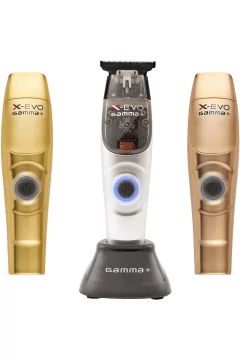 GAMMA+ | X-Evo Trimmer Microchipped Magnetic Motor with Interchangeable Lids Matte Colors, 3 Guards, Charging Stand