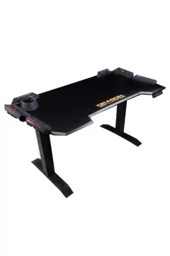 DRAGONWAR | RGB+Height Adjustable Pro Gaming Desk Black | GT-007