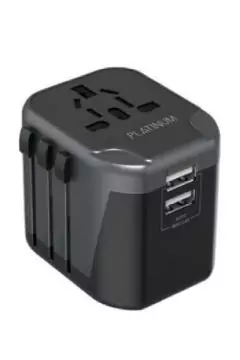 PLATINUM | Universal Travel Adapter Dual USB 2.4A – Black | P-UTAUSB2BK