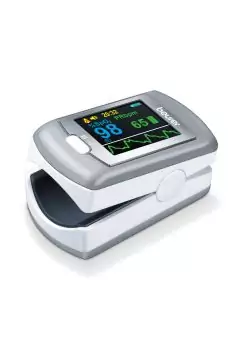 بيورير | مقياس التأكسج بنبض الإصبع ، جهاز طبي مع 4 تنسيقات عرض رسومية ملونة ، رمادي | PO 80