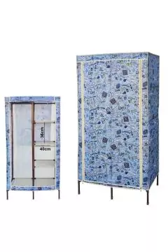 Portable Wardrobe Storage Cabinet Clothes Closet Blue | 539 5 2