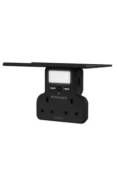 PROMATE | 5-In-1 Wall-Mount Charging Station, 2 Ac Sockets, Stand, Black | TE0167084
