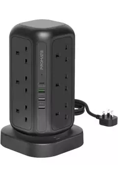 PROMATE | Power Strip with USB-C, 3250W 12 AC Outlets Power Extension, 20W USB-C Power Delivery Port | TE0187966