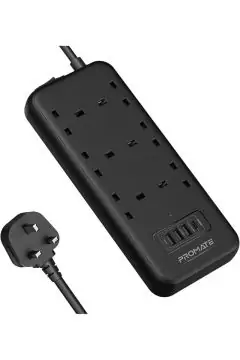 PROMATE | Power Strip with USB-C Port, 10-in-1 Surge Protector Power Extension with 3250W 6 AC Plugs, 20W USB-C PD, QC 3.0 Port | TE0167080