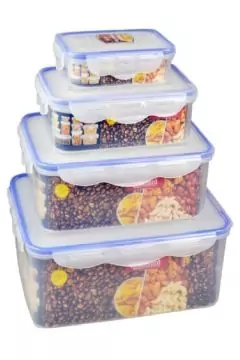 ROYALFORD | 4 pcs Plastic Food Storage Container with Airtight Lid | RF1412-APBS4