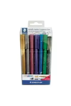 ستدلر | قلم تحديد ميتاليك 6 ألوان + 1 صبغة لاينر | ST-8323-SWP6P