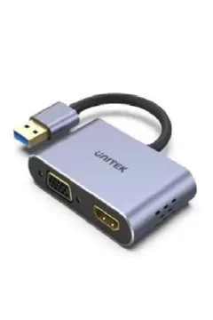 يونيتك | محول 2 في 1 USB 3.0 إلى HDMI وVGA 1080P | V1304A