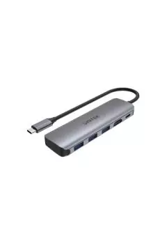 يونيتك | موزع USB 3.1 من النوع C 5 في 1 (3 منافذ USB3.0 + HDMI + PD100W)، رمادي فلكي | H1107E