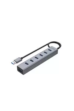 يونيتك | محور ألومنيوم USB 3.0 ذو 7 منافذ (محمول مع محول طاقة) | ص-3090