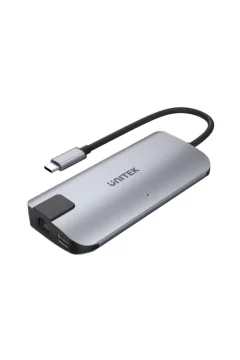 يونيتك | موزع USB 3.1 من النوع C متعدد المنافذ مع توصيل الطاقة (USB-A + USB-C + HDMI + VGA + Gigabit Ethernet) | Y-DK09016