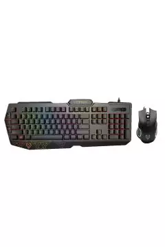VERTUX | Ergonomic Backlit Wired Gaming Keyboard & Mouse With Programable Macro Keys Black | VENDETTA.E