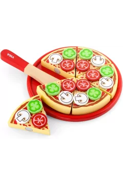 VIGA | Pretend Play Wooden Cutting Pizza Set Toy For Kids Ages 3+ Years | 58500