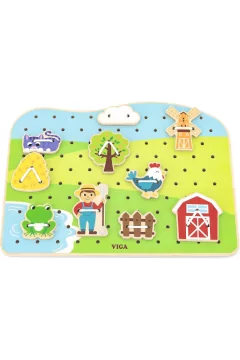 VIGA | Wooden Farm Lacing Game Set | 44637