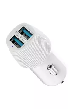 PROMATE | 3.4A Car Charger with Dual USB Ports White | VOLTRIP DUO.WHITE